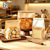 Sac à pain en papier kraft Lebei à fond plat pour toasts, sandwichs, biscuits, résistant à l'humidité, avec fermeture éclair auto-adhésive