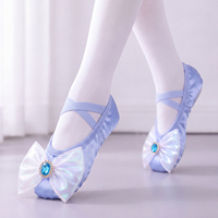 Zapatillas de Ballet para Niñas con Lazo Brillante y Suela Dividida de Gamuza para Clases de Danza y Espectáculos