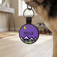 Étiquette d'identification personnalisée pour animaux de compagnie en silicone rond de style dessin animé pour chiens et chats, durable, imperméable, cadeau décoratif