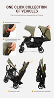 Qualité garantie Seebaby cadre en acier inoxydable pliant double bébé poussette 20KG capacité de charge sûr sécurisé poussette pour enfants