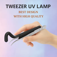 Pince à épiler multifonctionnelle 2 en 1 avec lumière UV, rechargeable, accessoire de maquillage pour cils et ongles