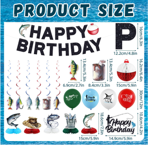 Decoración para Fiesta <span class=keywords><strong>de</strong></span> <span class=keywords><strong>Cumpleaños</strong></span> <span class=keywords><strong>de</strong></span> Pesca: Pancarta Colgante, Banderines, Espirales, Guirnaldas, Adornos <span class=keywords><strong>de</strong></span> Panal, Decoración para <span class=keywords><strong>Pastel</strong></span>, Globos Impresos y Suministros - Product Image 6