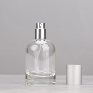 Minimalist Round Clear Glass <b>Perfume</b> <b>Bottle</b> <b>30ml</b> 50ml 100ml Smooth Matte Silver Cap Refillable Leak Proof Portable - Product Image 4