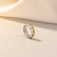 Ensemble de bagues en acier inoxydable plaqué or 18 carats à double couche avec pierres précieuses, bicolore, empilable, bijoux tendance pour femmes
