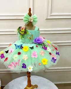 Vestidos de fiesta para niñas en verde menta con estampado floral, hasta la rodilla, con lazo, para damas de honor en bodas, personalizados, para niñas, para graduación, Navidad - Product Image 4
