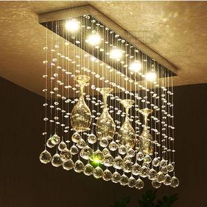 โคมไฟระย้าเพดานทรงขวดไวน์คริสตัลใส สไตล์โมเดิร์น ราคาประหยัด สำหรับห้องอาหาร ทำจากสแตนเลสและแก้วเป่า - Product Image 4