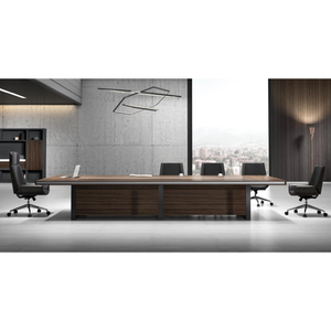 Mesa de Conferencias con Micrófono, Elegante Mesa de Conferencias Blanca como la Nieve, con Patas de Acero Inoxidable - Product Image 2