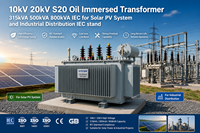 Transformateur immergé dans l'huile 10kV 20kV S20 315kVA 500kVA 800kVA IEC pour système solaire photovoltaïque et distribution industrielle, conforme aux normes IEC