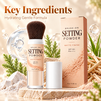 Poudre fixante SPF 50 8g, poudre visage mate anti-brillance avec pinceau intégré, légère, waterproof, longue tenue, 8g