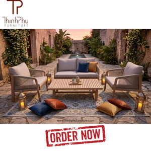 Luxury Contemporary Foldable Acacia Wood Eco-friendly Teak Wood Frame Outdoor Furniture Set Garden <b>Sofa</b> Dining Table Chair for - Product Image 3