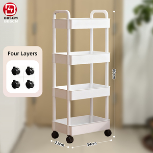 Wheeled Mobile Storage Rack <b>Trolley</b> Organizer <b>Plastic</b> Kitchen Organizers Household Cart Mobile <b>Trolley</b> Toilet Rack Home Supplies - Product Image 6