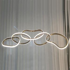 Plafonnier LED en acrylique suspendu composé de 5 anneaux, design moderne, éclairage d'intérieur, luminaire décoratif de plafond, couleur jaune <span class=keywords><strong>or</strong></span>, nouveau modèle - Product Image 6