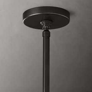 Lampe suspendue en tissu de lin style tambour à étages, finition couleur avoine, pour restaurant, villa, boutique, hôtel - Product Image 3
