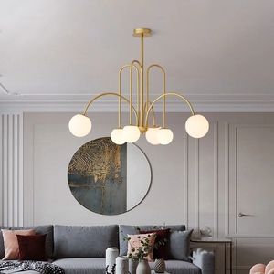 Nouveau postmoderne minimaliste créatif en fer forgé coude ampoule lustre salon cuisine île moderne verre suspension - Product Image 3