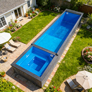 Piscina de Hidromasaje Transparente de Acrílico para Exteriores con Marco de Madera, Cascada, para Jardín, Patio Trasero o Villa - Product Image 4