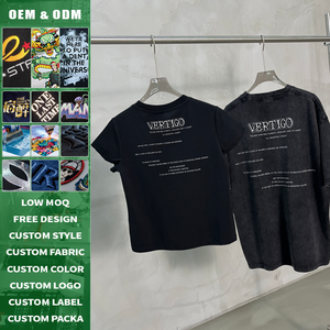 Camiseta de algodón 100% con estampado de perro curandero, lavado pesado, efecto desgastado, cómoda, con logo personalizado, pequeña producción. - Product Image 2