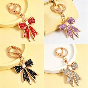 Porte-clés nœud en strass pour femme, breloque de sac en cristal étincelant, pendentif pour clé de voiture, accessoire <span class=keywords><strong>cadeau</strong></span> pour sac à main et sac à dos - Product Image 4