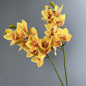 Venta caliente <span class=keywords><strong>10</strong></span> cabezas 3D flores artificiales Real Touch Cymbidium orquídea en venta - Product Image 4