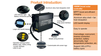 Contrôleur de charge solaire MPPT 30A 1080W avec écran LCD, sortie max 30A, entrée 13-60V, efficacité 95%-98%, refroidissement intelligent, protection complète pour