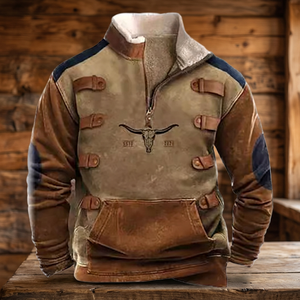 Nouvelle Arrivée Automne Streetwear Homme Col en V Motif Dessin Animé Sweat à Capuche Zippé Rétro Écologique Coupe-Vent Tendance Décontracté - Product Image 3