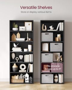 <span class=keywords><strong>OUHAN</strong></span> Bibliothèque, Bibliothèque ouverte à 6 niveaux avec rangement réglable, unité sol à plancher, Noir - Product Image 5