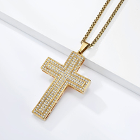 Collier pendentif croix en acier inoxydable plaqué or 18 carats avec zircon brillant, design personnalisé, pour mariage, fiançailles, fête, bijoux