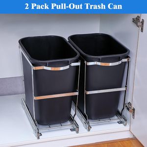 Cesto de basura deslizante para encimera, organizador de armario extraíble con riel deslizante, soporte para cesto de basura bajo fregadero - Product Image 3