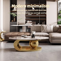 Table basse ovale en marbre de 52 pouces, base en acier inoxydable doré moderne, résistante aux rayures, décoration de salon de luxe, montage facile