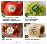Étiquettes autocollantes transparentes imperméables de haute qualité avec logo personnalisé pour les légumes de supermarché