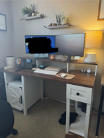 Support de moniteur de bureau d'ordinateur en bois pour étude de chambre à coucher, bureaux de bureau à domicile réversibles avec armoire de rangement