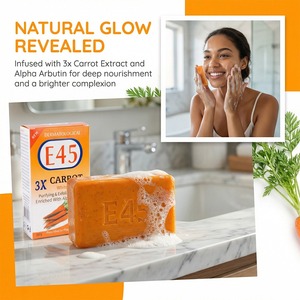 Savon artisanal à l'huile essentielle de carotte <span class=keywords><strong>E45</strong></span> avec gommage au curcuma pour le lavage des mains, du visage et du corps - Blanchissant et exfoliant - Product Image 5