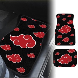 Alfombrillas Universales para Auto JDM <span class=keywords><strong>Akatsuki</strong></span> Cloud <span class=keywords><strong>Rojas</strong></span> de Tela, 4 Piezas, Alfombras de Anime para Interiores de Auto, Compatibles con la Mayoría de los Vehículos - Product Image 1