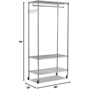 Alera - Perchero de Alambre Plateado con Capacidad para 40 Prendas, 48 Ancho x 18 Profundidad x 75 Alto - Product Image 1