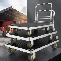 Chariot à plateforme en acier recouvert de caoutchouc pour le transport logistique, chariot de manutention pour entrepôt
