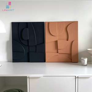 Decorazione per la Casa, Arte Mista 3D, Opera d'Arte in Rilievo Blu, Dipinti da Parete in Legno Intagliato a Mano con Cornice - Product Image 2