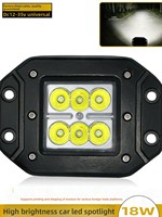 Luz LED de Alta Luminosidad para Vehículos Todoterreno, Luz Delantera para Parachoques y Techo, Lámpara Antiniebla, Modificación de Automóviles, Foco de Trabajo Cuadrado de 18W