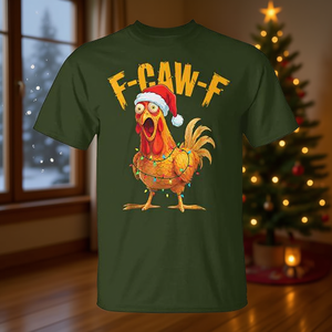 Camiseta F Caw F Chicken con diseño de luz navideña y gorro de Papá Noel - Product Image 3
