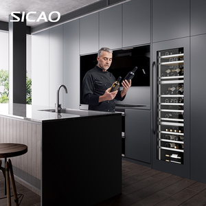 Cave à vin 3 zones en acier inoxydable 304, vitrine réfrigérée pour champagne et vins rouges vintage avec système de refroidissement par ventilateur - Product Image 6