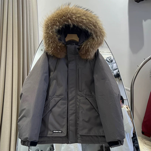 Manteau d'hiver en duvet avec col en fourrure vintage pour femmes, mode décontractée, ample, vêtements de travail, chaud, manteau de couple - Product Image 5