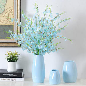 현대 아트 데코 디자인 세라믹 청록색 꽃 탁상 도자기 꽃병 - Product Image 2