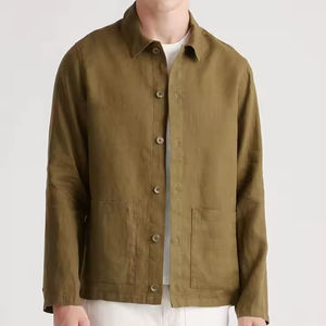 <span class=keywords><strong>Giacca</strong></span> camicia di <span class=keywords><strong>lino</strong></span> 100% personalizzata per gli uomini manica lunga camicia da <span class=keywords><strong>uomo</strong></span> estate comoda camicetta intrecciata camicetta - Product Image 1