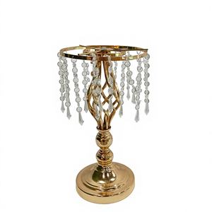 SMOOTH <b>Gold</b> Clear Iron Acrylic Luxurious Elegant Candle Holder Flower Stands Wedding Table Centerpieces for Event Decoration - Product Image 1