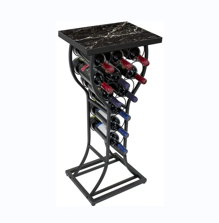 Mermer şarap rafı konsol masa-bağımsız şarap depolama organizatör vitrin rafı küçük alanlar için