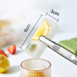 Bandeja rectangular de silicona para cubitos de hielo con tapa, molde grande de 4 cavidades para congelador, apto para sopa, salsa, alimentos. - Product Image 3