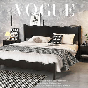 <span class=keywords><strong>Letto</strong></span> matrimoniale in legno massello nordico - <span class=keywords><strong>Letto</strong></span> matrimoniale nero moderno minimalista <span class=keywords><strong>con</strong></span> design a onda, <span class=keywords><strong>letto</strong></span> a piattaforma per camera da <span class=keywords><strong>letto</strong></span> principale, uso nuziale, stile retrò - Product Image 3