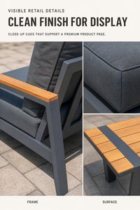 Canapé <span class=keywords><strong>de</strong></span> jardin en aluminium pour véranda, avec structure, protection contre <span class=keywords><strong>les</strong></span> intempéries et coussins – Ensemble 7 pièces résistant aux intempéries - Product Image 4