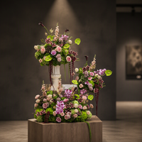 M-047 Boule de fleurs artificielle en gros pour mariage, hydrangea vert, centre de table, avec décoration suspendue en soie