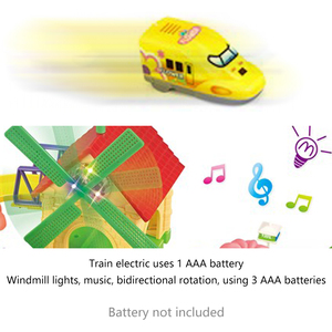 Set de Construcción de Tren Eléctrico Floral con Molino de Viento Giratorio 360°, Luces y Música, para Niños - Product Image 5