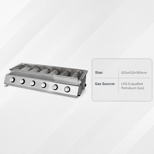 Commercial Six <b>Burner</b> LPG <b>Gas</b> <b>BBQ</b> Grill Countertop Barbecue for Kebab Skewers Steak Chicken Sausage Restaurants - Product Image 2