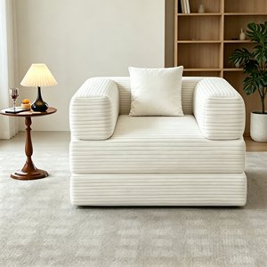 Canapé-lit pliable grand format style nordique à prix abordable, avec coussin en mousse et siège individuel réglable, confortable - Product Image 1